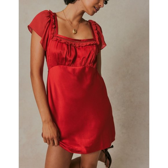 FREE PEOPLE Violet Visions Mini Dress / Scarlet Glow Combo - Picture 1 of 6
